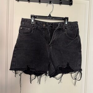 White Fox Boutique Black Jean Shorts Distressed High-Waisted